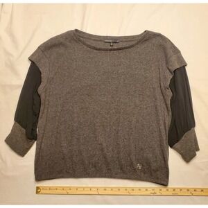 Adrienne Vittadini Womens Sweater XL Charcoal w/Black Sleeves Unique Minimalist